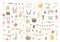 Unique vector easter clipart with hand drawn easter elements. isolated cute spring cartoon clip art set: bunny, cat, bear, eggs.