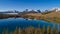 Unique view of Little Redfish Lake and the Sawtooth Mountains Id