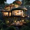 Unique and Visually Striking Treehouse in Dense Forest Canopy