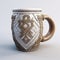 Unique White Coffee Mug With Realistic Engraved Designs