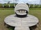 Unique white sofa located in the middle of the rice fields, looks very aesthetic.