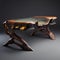 Unique Zbrush Style Desk Made From Natural Wood And Glass