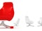 Uniqueness leadership concept red stylish armchair