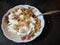 The uniqueness of typical Indonesian food, instant fried noodles mixed with rice