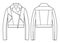 Unisex Biker Jacket fashion flat technical drawing template.