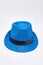 Unisex blue hat, top view.