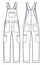 Unisex Denim Dungaree, Jumpsuit fashion flat technical drawing template.