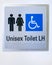 Unisex and disable person toilet/restroom signage seen in public places