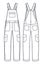 Unisex Dungaree, Jumpsuit fashion flat technical drawing template.