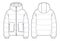 Unisex Hooded Zip-up Puffer Jacket technical fashion Illustration.