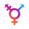 Unisex or intersex symbol icon. Male and female symbols. Hermaphroditism or transgender symbol. Vector illustration on white