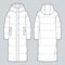 Unisex Puffer Coat technical fashion Illustration.