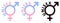 Unisex symbol. Male and Female sex sign combined, in blue pink a