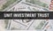 Unit Investment Trust text Concept Closeup. American Dollars Cash Money,3D rendering. Unit Investment Trust at Dollar Banknote.