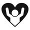Unit love heart icon simple vector. Support palm