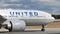 United Airlines doing taxi on Munich Airport, MUC, close-up view
