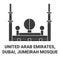 United Arab Emirates, Dubai, Jumeirah Mosque travel landmark vector illustration