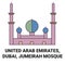 United Arab Emirates, Dubai, Jumeirah Mosque travel landmark vector illustration