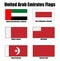 United Arab Emirates Emirate Flag Icon Set of Dubai, Abu Dhabi, Umm Al Quwain, Fujairah, Ras al Khaimah and Ajman.