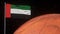 United Arab Emirates flag in mars orbit. Emirates Mars Mission concept.