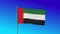 United Arab Emirates flag is waving on blue sky. Seamless loop video. UAE symbol