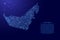 United Arab Emirates map from blue isolines or level line geographic topographic map grid and glowing space stars. Vector