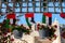 United Arab Emirates national flag decorations hanging among flowers, UAE National Day, Dubai