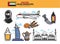 United Arab Emirates travel destination poster with country symbols