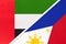 United Arab Emirates or UAE and Philippines, symbol of national flags from textile. Championship between two countries