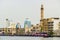 United Arab Emirates, View of Dubai Creek with the minaret of the Grand Mosque