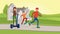 United family having sport flat illustration