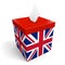 United Kingdom ballot box for collecting election votes in the UK or Britain