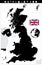 United Kingdom Black Color Map and Flat Map Pointers