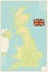 United Kingdom Blank Physical Map. Retro Colors