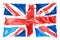 United Kingdom, british flag. Hand drawn watercolor illustration.