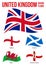 United Kingdom Countries Flags Collection. Flag of England, Northern Ireland, Wales & Scotland