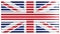 United Kingdom drummer flag with red, white and blue striped drum sticks isolated vector illustration