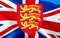 United Kingdom flag with Royal arms of England. British royal Coat of arms of Great Britain. UK Royal. UK  National emblem England