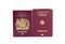 United Kingdom and German biometric passports on a white background