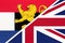 United Kingdom of Great Britain and Ireland vs Benelux Union national flag from textile