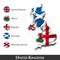 United kingdom of great britain map and flag  Scotland . Northern ireland . Wales . England  . Waving textile design . Dot world