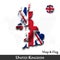 United kingdom of great britain map and flag . Waving textile design . Dot world map background . Vector