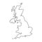 The United Kingdom of Great Britain and Northern Ireland map black contour curves of illustration