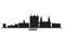 United Kingdom, Leeds city skyline isolated vector illustration. United Kingdom, Leeds travel black cityscape