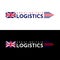 United Kingdom Logistic Logo. With arrow moving forward for courier delivery or transportation and shipping service. Logistics