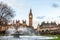 United Kingdom, London, Big Ben and the fountain of St Thomas Hospital Trust
