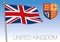 United Kingdom official national flag and coat of arms, UK