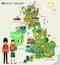 United Kingdom Travel Map. Vector Illustration.