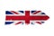 United Kingdom UK flag painted over arrow shape from a rusty and grunge metal iron plate