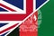 United Kingdom vs Afghanistan national flag from textile. Relationship between two european and asian countries